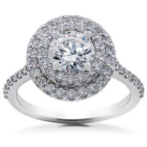 𝅺SIZE 9 925 Round Cut CZ Halo Ring